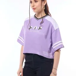 Bewakoof Purple Printed Crop T-shirt-picture-40