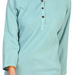 BAESD Girls Band Collar Straight Crepe Kurta image 4