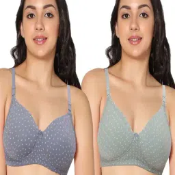 IN CARE Blue & Green Printed Non-Wired Full Coverage Push-Up Bra - Pack of 2-image-53