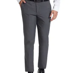 Park Avenue Grey Regular Fit Houndstooth Trousers-image-95