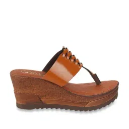 Catwalk Women's Tan T-Strap Wedges-image-99