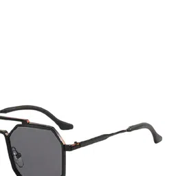 SPADEACES Unisex Aviator Sunglasses FULL BLACK HEXAGUN-144 image 2