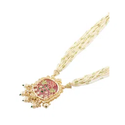 Zaveri Pearls Multi-Color Stones Floral Multistrand Necklace Set image 4