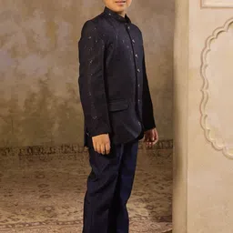 Aj DEZInES Boys Embroidered Full Sleeves Sequins Sherwani Set image 3