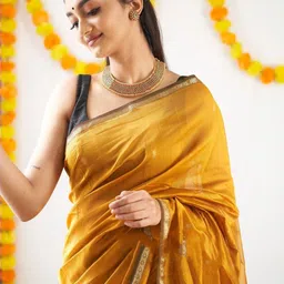 YAMUNE Woven Design Zari Pure Cotton Khadi Saree image 3