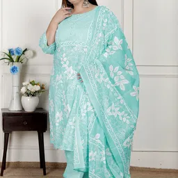 Swasti Women Printed Pure Cotton Kurta Sets With Dupatta image 2