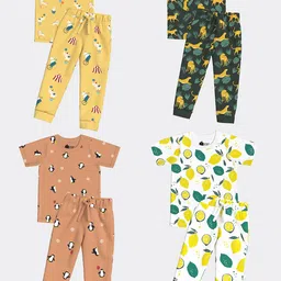 Orange Sugar Unisex Kids Printed T-shirt with Pyjamas-picture-38