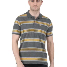 Monte Carlo Grey Regular Fit Striped Polo T-Shirt-picture-15