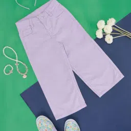Pantaloons Junior Lilac Cotton Regular Fit Trousers-picture-26
