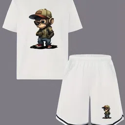 YK Girls Printed Round Neck T-shirt With Shorts-image-87