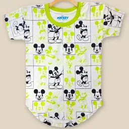 Kidsville Half Sleeves Mickey & Friends Featured All Over Mickey Mouse Printed Curved Hem Tee - White-picture-23
