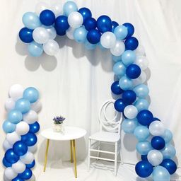 Bubble Trouble Blue & White Metallic Balloons for Decoration - 50 Pcs-picture-33