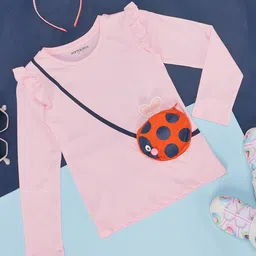 Pantaloons Junior Full Sleeves Frill Detailed Top With Attached Top - Pink image 1