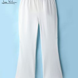 arias by lara dutta Arias Cotton Elastane Knit Full Length Solid Coloured Flared Leggings - White-picture-0