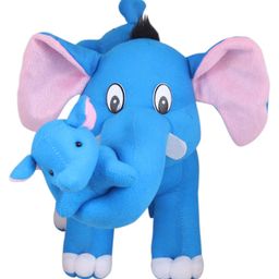 Tickles Elephant with Two Babies Soft Stuffed Plush Animal Toy for Kids Boys & Girls Birthday Gifts (Color: Blue Size: Length 48 cm)-picture-19