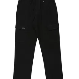 CAVIO Cotton Woven Solid Cargo Pants - Black-picture-29
