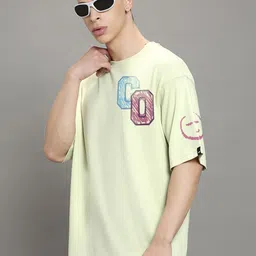 Bewakoof Men Typography Printed Round Neck Cotton Oversized T-shirt image 5