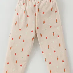 Ben Benny 100% Cotton Interlock Knit Full length Legging with Carrot & Rabbit  Print Pack of 2 - Beige & Pink image 2