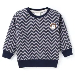 Ollypop Fleece Knit Full Sleeves Printed Winter Wear Co-Ord Set With Bear Patch Detailing - Charcoal Grey image 2