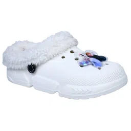 Yellow Bee Disney Frozen Featuring Elsa & Anna Applique Detailed Perforated Plush Line Detailed Clogs - White image 3