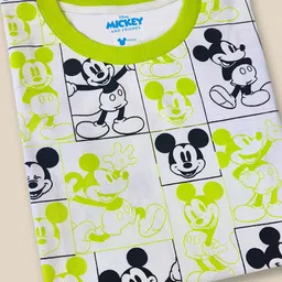 Kidsville Half Sleeves Mickey & Friends Featured All Over Mickey Mouse Printed Curved Hem Tee - White image 4