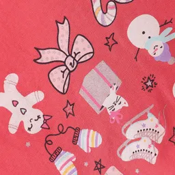 CUCUMBER Sinker Knit Full Sleeves T-Shirt with Christmas Theme Print - Orange image 3