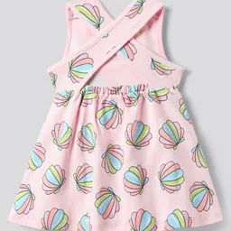 Bonfino 100% Cotton Knit Sleeveless Frock with Floral Print - Pink image 3
