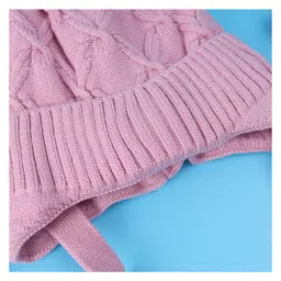 Pine Kids Woolen Cap With Pom Pom Applique - Pink image 4