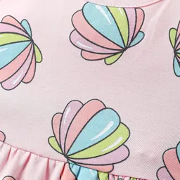 Bonfino 100% Cotton Knit Sleeveless Frock with Floral Print - Pink image 4