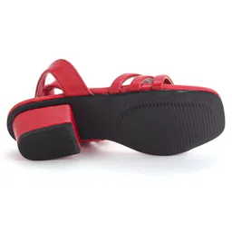 Hola Bonita Party Wear Slip On Sandal Solid Colour with Buckle Closure  - Red image 5