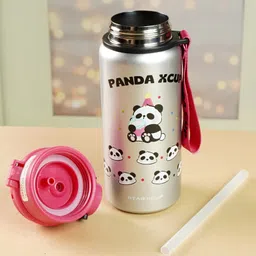 Little Surprise Box 3D Panda Stainless Steel Bottle Silver Pink - 550ml image 5