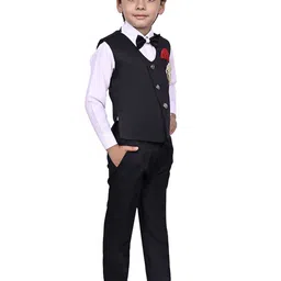 VALUE CREATION Boys V-Neck Single-Breasted Three-Piece Suit image 3