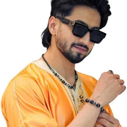 EYMEN I Unisex Black Lens & Black Rectangle Sunglasses with image 5