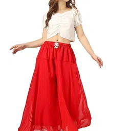 ERUDITE CLUB Women Flared Georgette Palazzos-picture-19