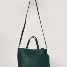 THE GUSTO Green Solid Small Handbag With Pouch image 3
