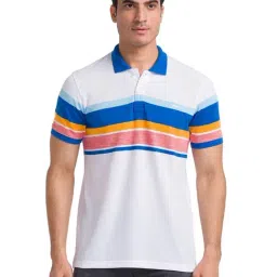 Park Avenue Blue Slim Fit Striped Polo T-Shirt-picture-35