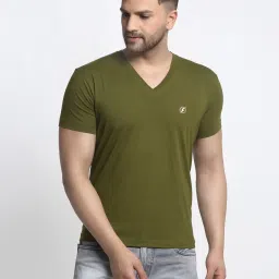 Friskers Black & Olive Green Cotton Slim Fit T-Shirt image 5