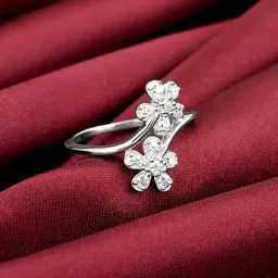GIVA 92.5 Sterling Silver Floral Brilliance Adjustable Ring for Womens and Girls-image-85