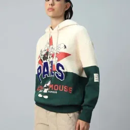 Bewakoof White Graphic Relaxed Fit Hoodie-image-7