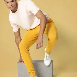 Rare Rabbit Mustard Relaxed Fit Solid Trackpants image 5