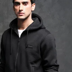 Rare Rabbit Black Regular Fit Solid Sweatshirt image 5