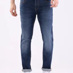 Spykar Dark Blue Cotton Slim Fit Jeans-image-86