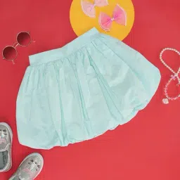 Pantaloons Junior Kids Aqua Blue Cotton Regular Fit Skirt-picture-35