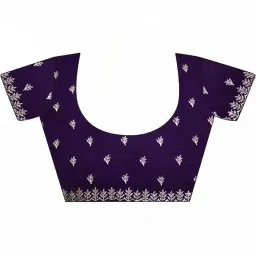 Satrani Purple Embellished Saree With Unstitched Blouse image 5