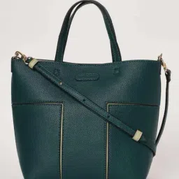 THE GUSTO Green Solid Small Handbag With Pouch image 2
