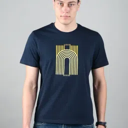 Louis Stitch Navy Blue Cotton Graphic T-Shirt-picture-36