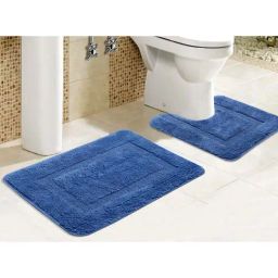 Saral Home Navy Cotton 2222 GSM Bath & Contour Mat Set-image-95