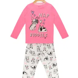 Lazy Shark Kids Pink & White Printed Top with Pants-picture-23