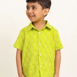 Campana Kids Lime Green Printed Shirt-picture-30