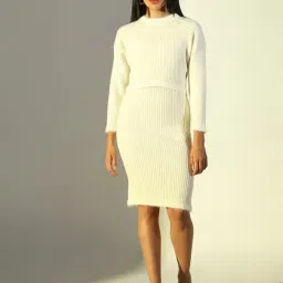 Showoff Cream Acrylic Regular FitDress-image-32